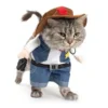 Pet Dog Cat Costume Cowboy Jeans Hoodie Shirts Hal...